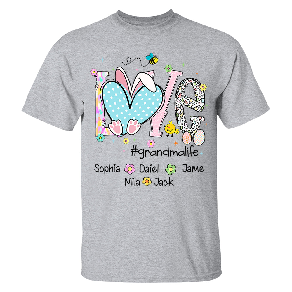 Love Grandmalife Easter Bunny Gift For Family, Custom Grandma And Grandkids T-Shirt T1807 NV01