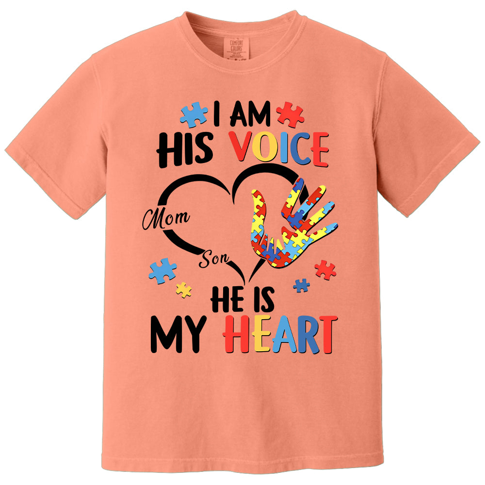 I Am His Voice He Is My Heart Autism Awareness - Personalized Shirts Hv01