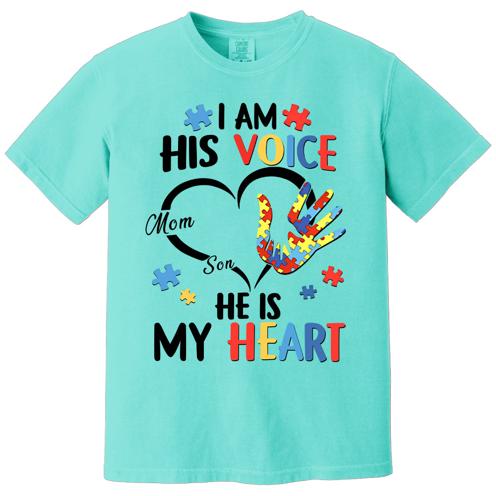 I Am His Voice He Is My Heart Autism Awareness - Personalized Shirts Hv01