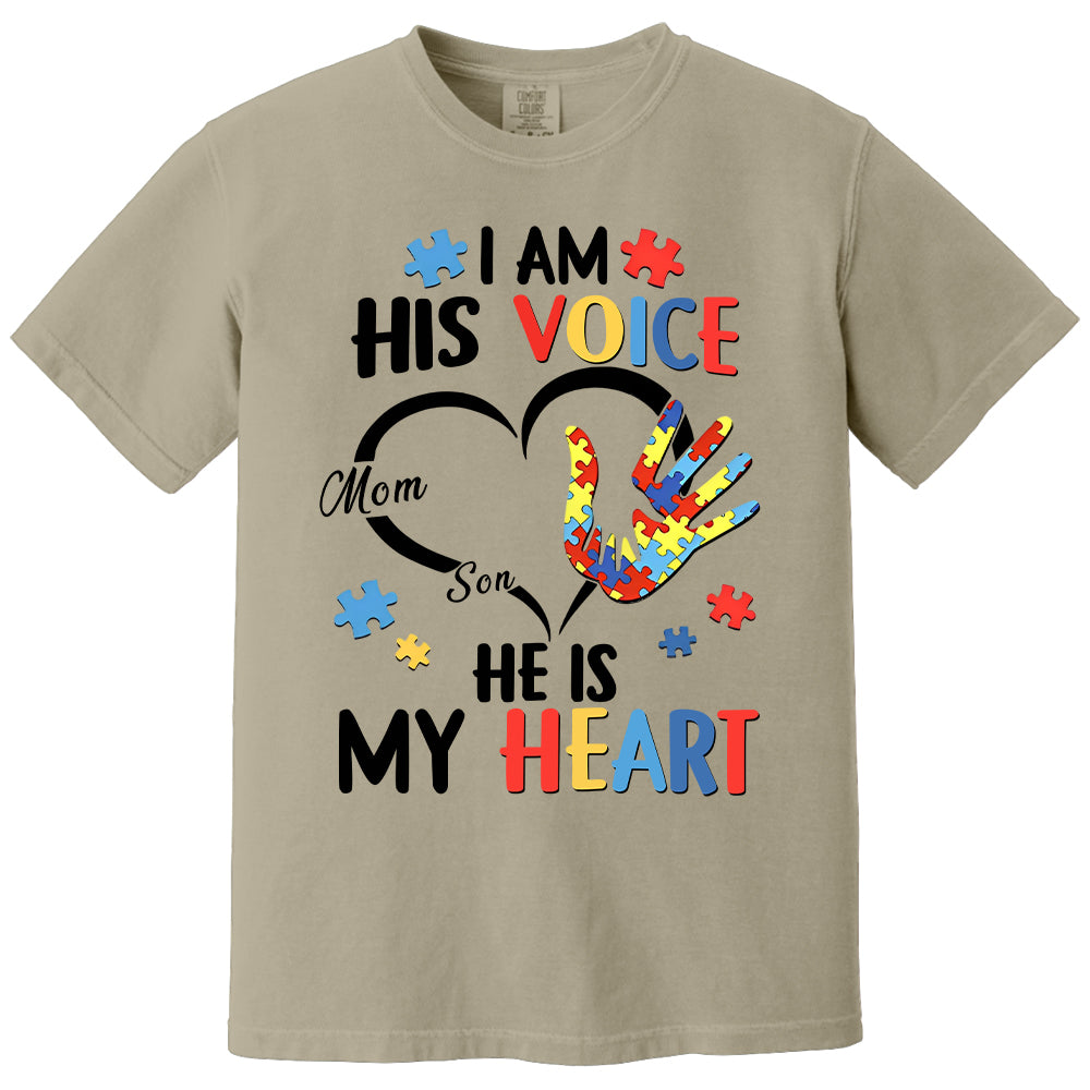 I Am His Voice He Is My Heart Autism Awareness - Personalized Shirts Hv01