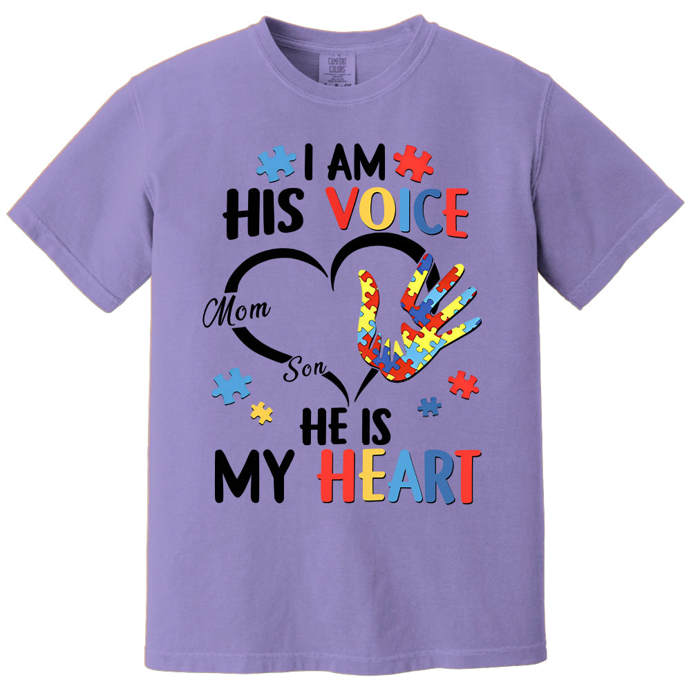 I Am His Voice He Is My Heart Autism Awareness - Personalized Shirts Hv01