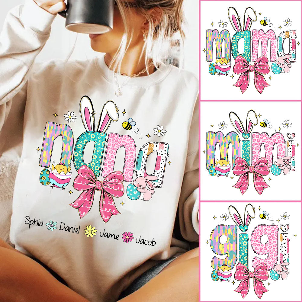 Personalized Easter Grandma Shirt, Custom Gift For Nickname and Kids Names T1807 NV01