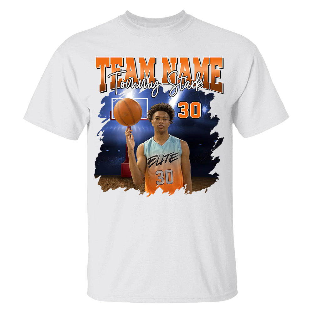 Basketball Personalized Shirt Custom Photo And Team Name, Custom Bootleg Rap Tee Basketball