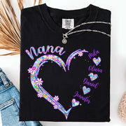 Grandma Heart - Personalized Nicknames Grandma Mimi Gigi Custom Kid Names NA04 - NV01