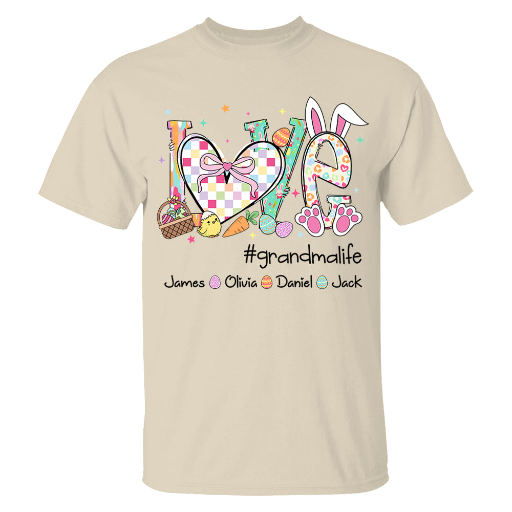 Love Grandmalife Easter Gift For Family, Custom Grandma And Grandkids T-Shirt T1807 VH01