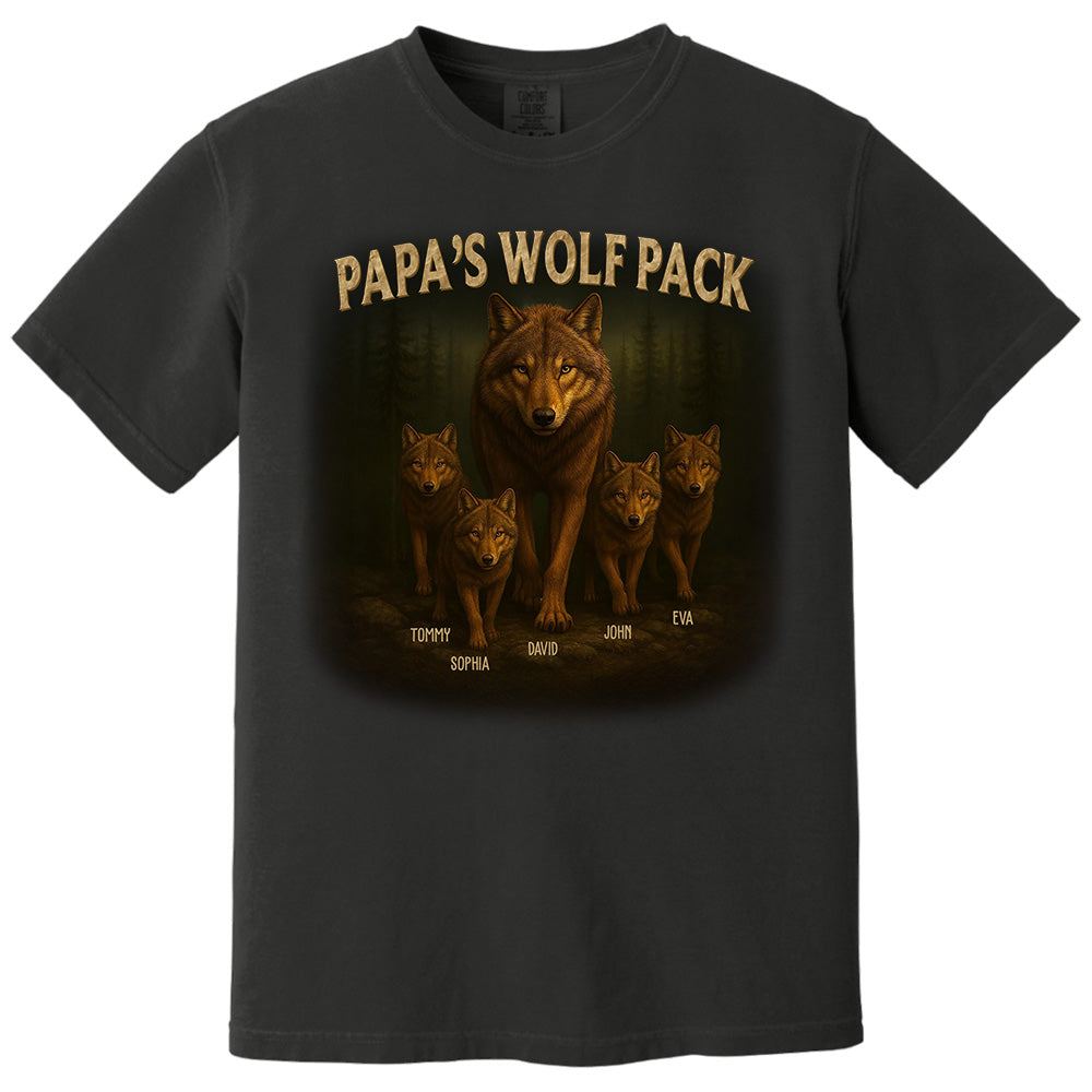 Papa’s Wolf Pack - Family Personalized Custom Unisex T-shirt, Premium T-shirt, Hoodie - Father's Day, Gift For Dad, Grandpa Pt99