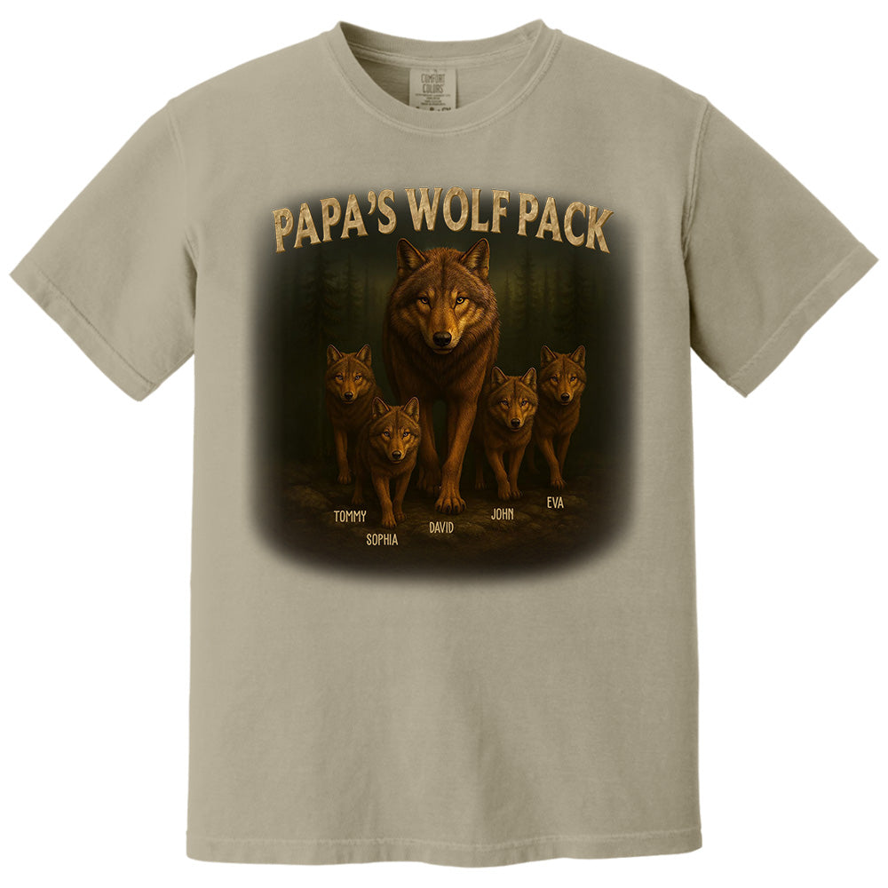 Papa’s Wolf Pack - Family Personalized Custom Unisex T-shirt, Premium T-shirt, Hoodie - Father's Day, Gift For Dad, Grandpa Pt99