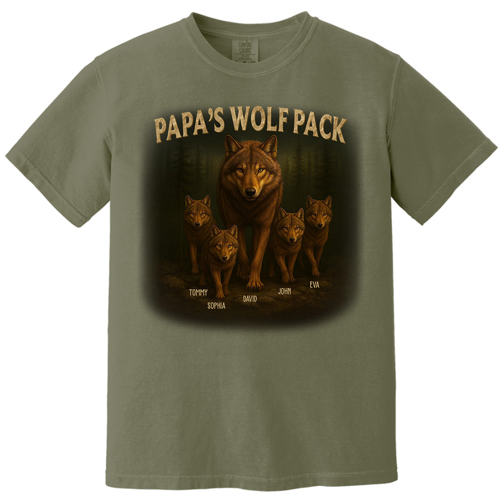 Papa’s Wolf Pack - Family Personalized Custom Unisex T-shirt, Premium T-shirt, Hoodie - Father's Day, Gift For Dad, Grandpa Pt99