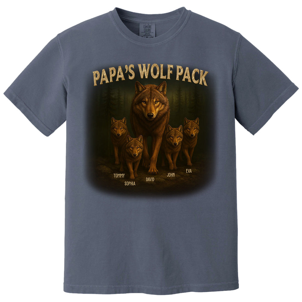 Papa’s Wolf Pack - Family Personalized Custom Unisex T-shirt, Premium T-shirt, Hoodie - Father's Day, Gift For Dad, Grandpa Pt99