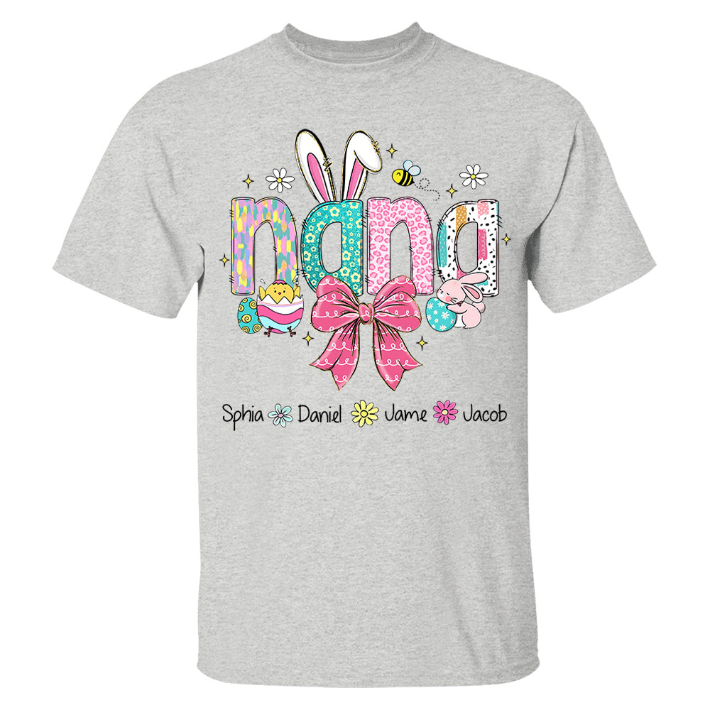 Personalized Easter Grandma Shirt, Custom Gift For Nickname and Kids Names T1807 NV01