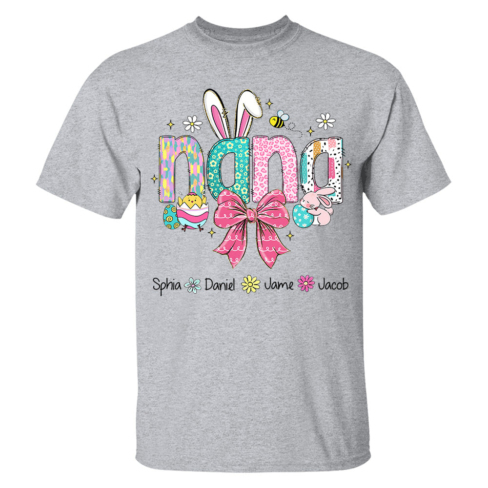 Personalized Easter Grandma Shirt, Custom Gift For Nickname and Kids Names T1807 NV01