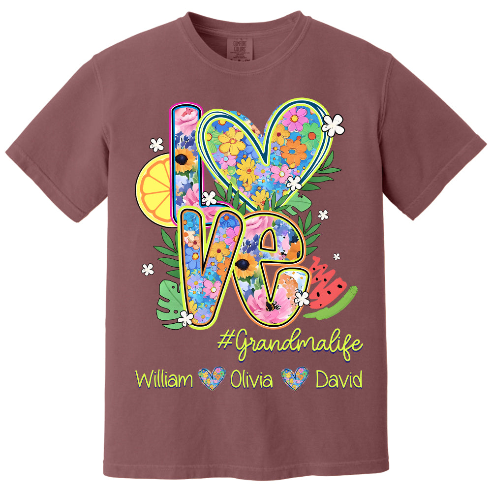 Summer Love Grandmalife - Custom Nickname & Kid Names - Personalized Shirt Gift For Grandma NA04 Li29