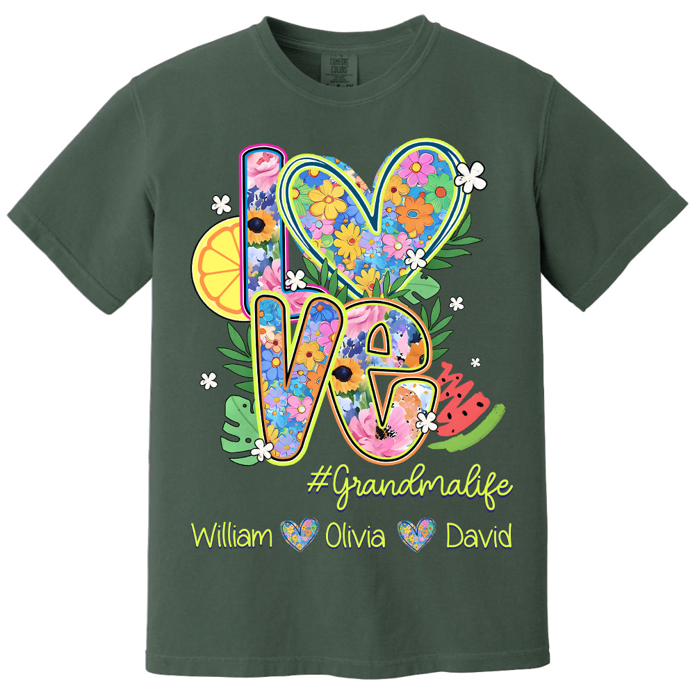 Summer Love Grandmalife - Custom Nickname & Kid Names - Personalized Shirt Gift For Grandma NA04 Li29