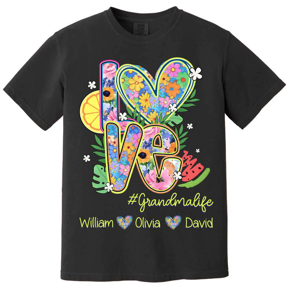Summer Love Grandmalife - Custom Nickname & Kid Names - Personalized Shirt Gift For Grandma NA04 Li29