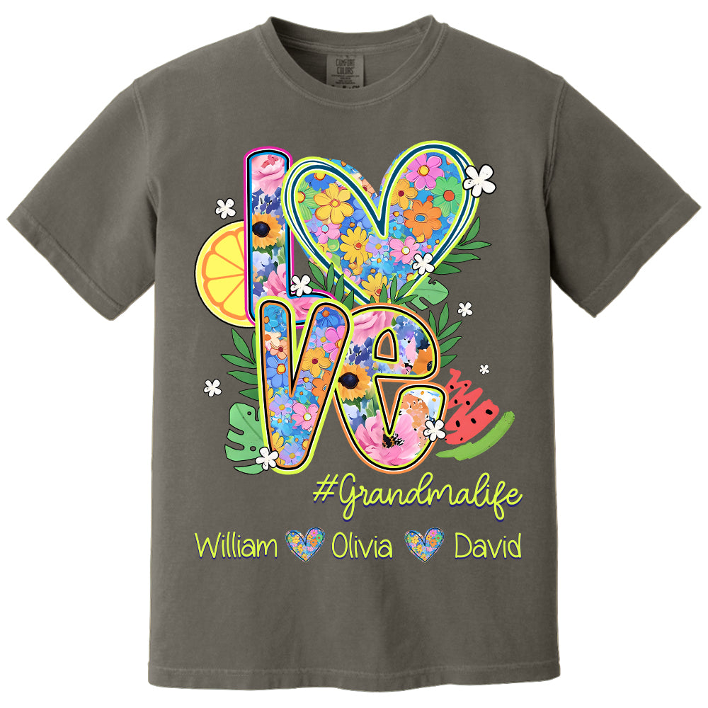 Summer Love Grandmalife - Custom Nickname & Kid Names - Personalized Shirt Gift For Grandma NA04 Li29