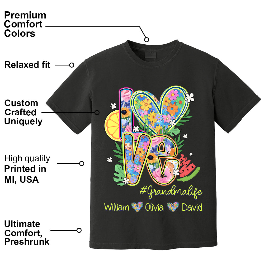 Summer Love Grandmalife - Custom Nickname & Kid Names - Personalized Shirt Gift For Grandma NA04 Li29