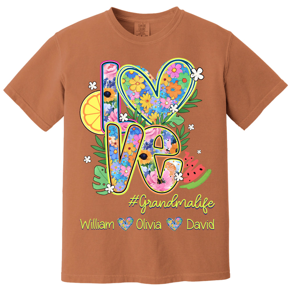 Summer Love Grandmalife - Custom Nickname & Kid Names - Personalized Shirt Gift For Grandma NA04 Li29