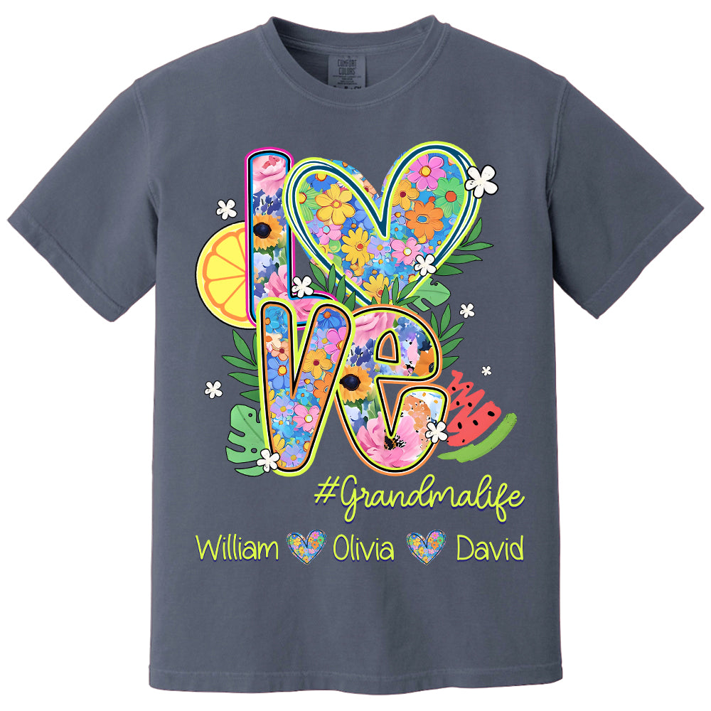 Summer Love Grandmalife - Custom Nickname & Kid Names - Personalized Shirt Gift For Grandma NA04 Li29