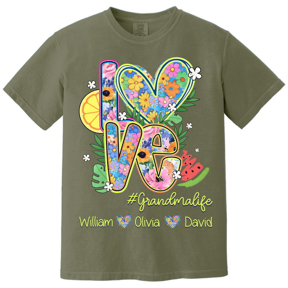 Summer Love Grandmalife - Custom Nickname & Kid Names - Personalized Shirt Gift For Grandma NA04 Li29
