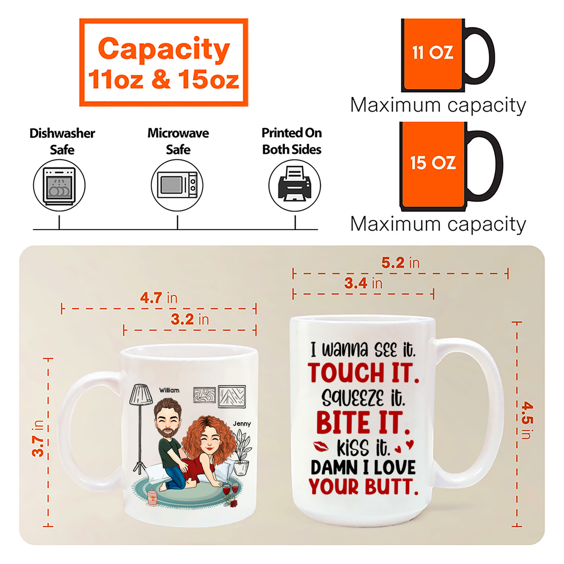 I Wanna See It Touch It Squeeze It Bite It - Personalized Butt Couple Mug - Gift For Couple Pa00