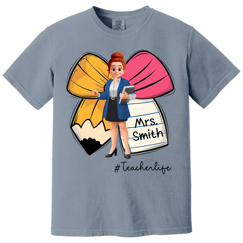 Pencil Coquette Bow Personalized Shirt, Appreciation Gift For Teacher T1807 Pt99