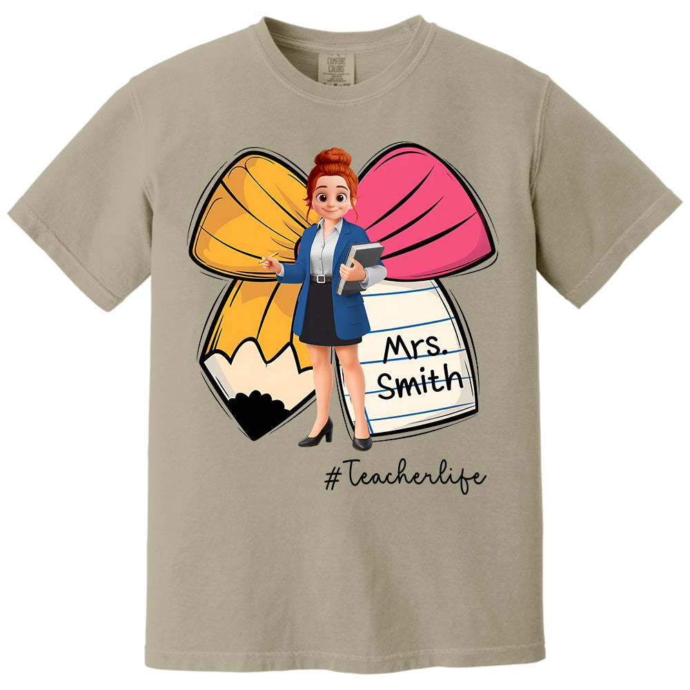 Pencil Coquette Bow Personalized Shirt, Appreciation Gift For Teacher T1807 Pt99