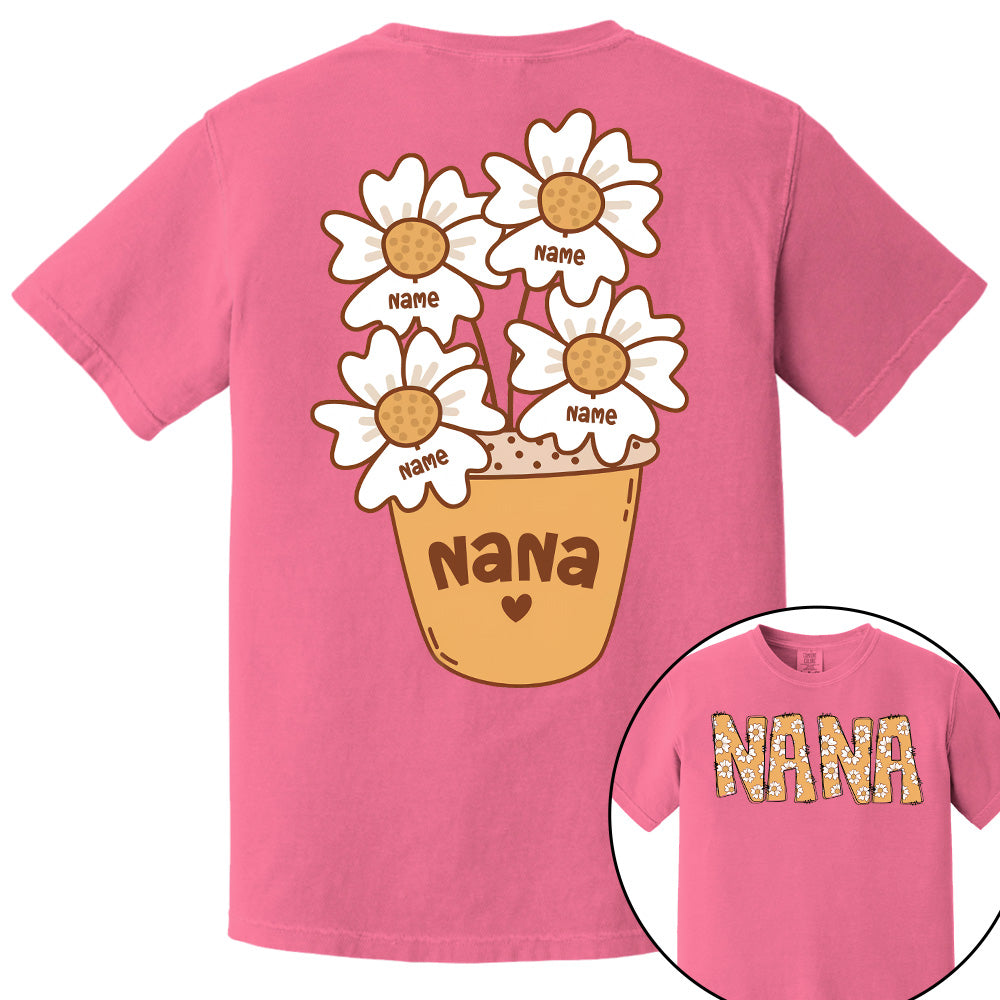 Custom Grandma Shirt With Grandchildren’s Names – Personalized Floral Daisy Tee For Grandma Pt99
