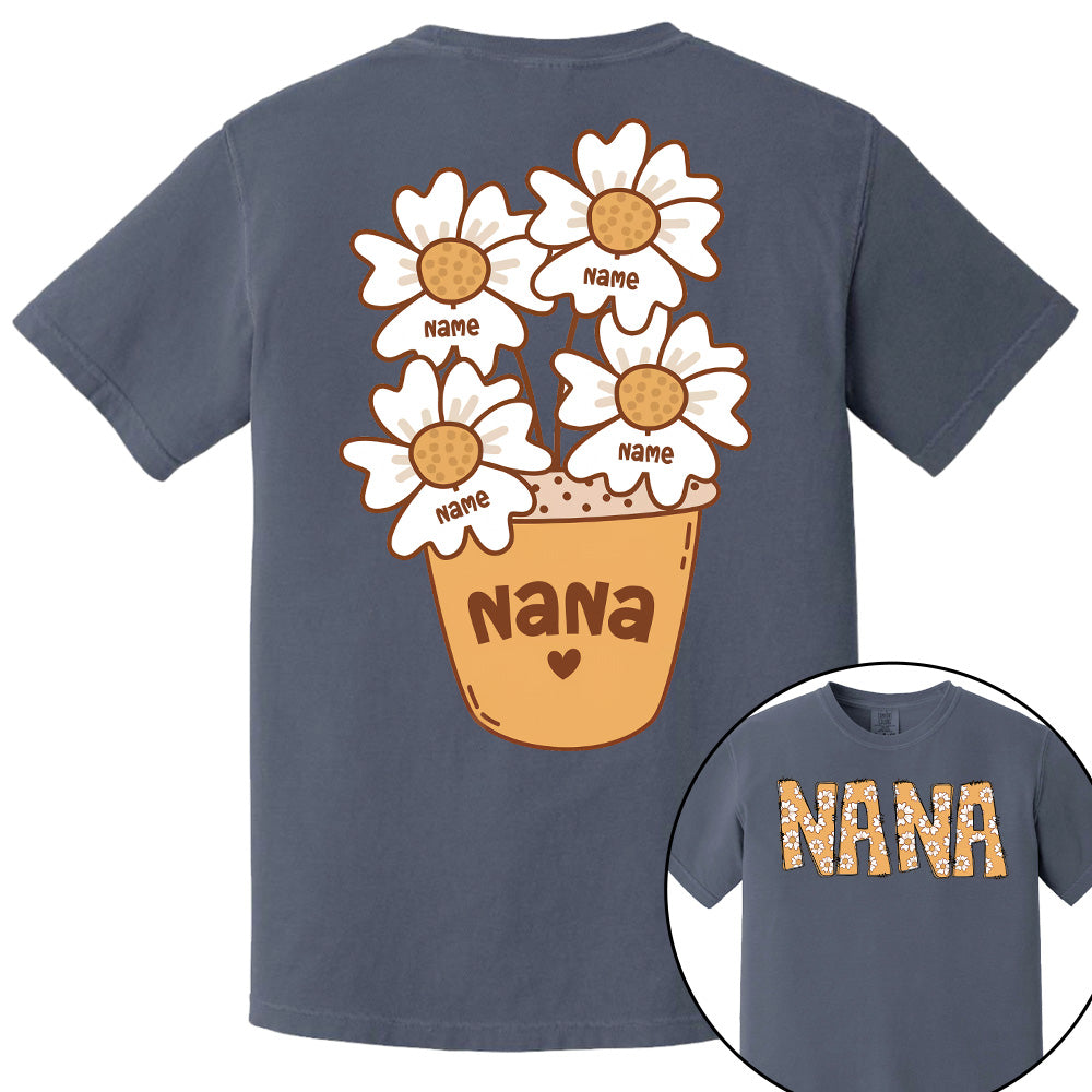 Custom Grandma Shirt With Grandchildren’s Names – Personalized Floral Daisy Tee For Grandma Pt99