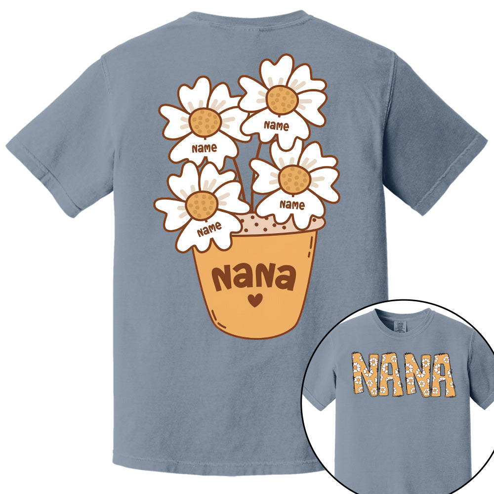 Custom Grandma Shirt With Grandchildren’s Names – Personalized Floral Daisy Tee For Grandma Pt99