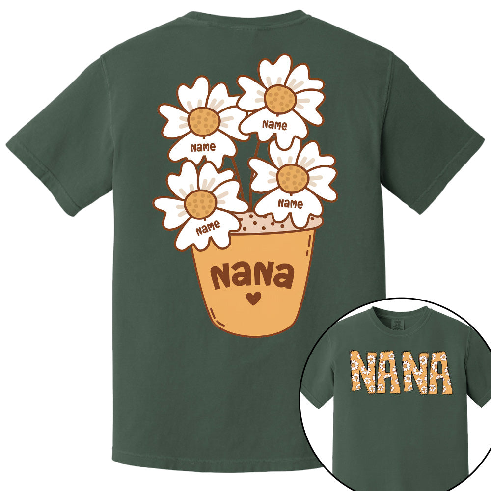 Custom Grandma Shirt With Grandchildren’s Names – Personalized Floral Daisy Tee For Grandma Pt99