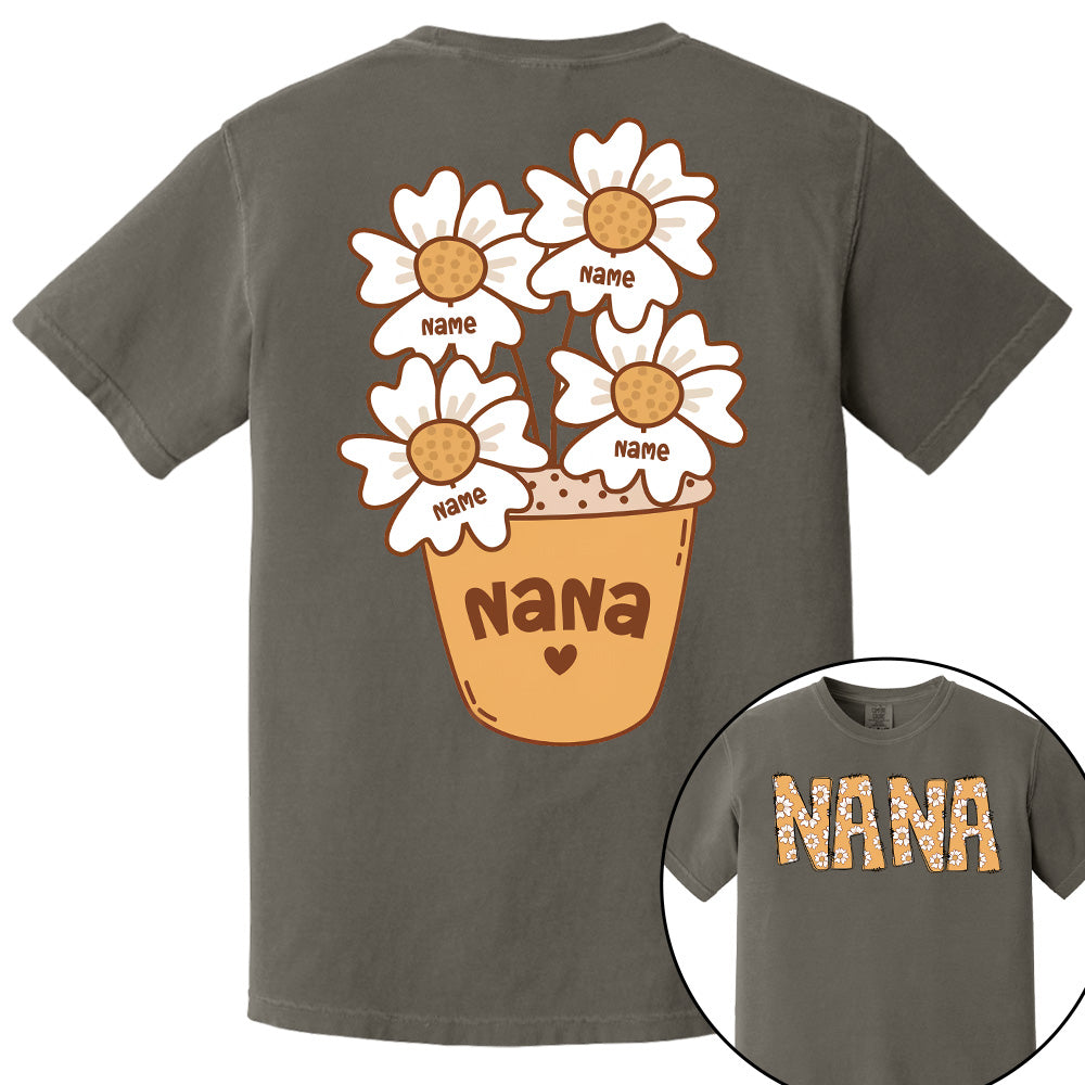 Custom Grandma Shirt With Grandchildren’s Names – Personalized Floral Daisy Tee For Grandma Pt99