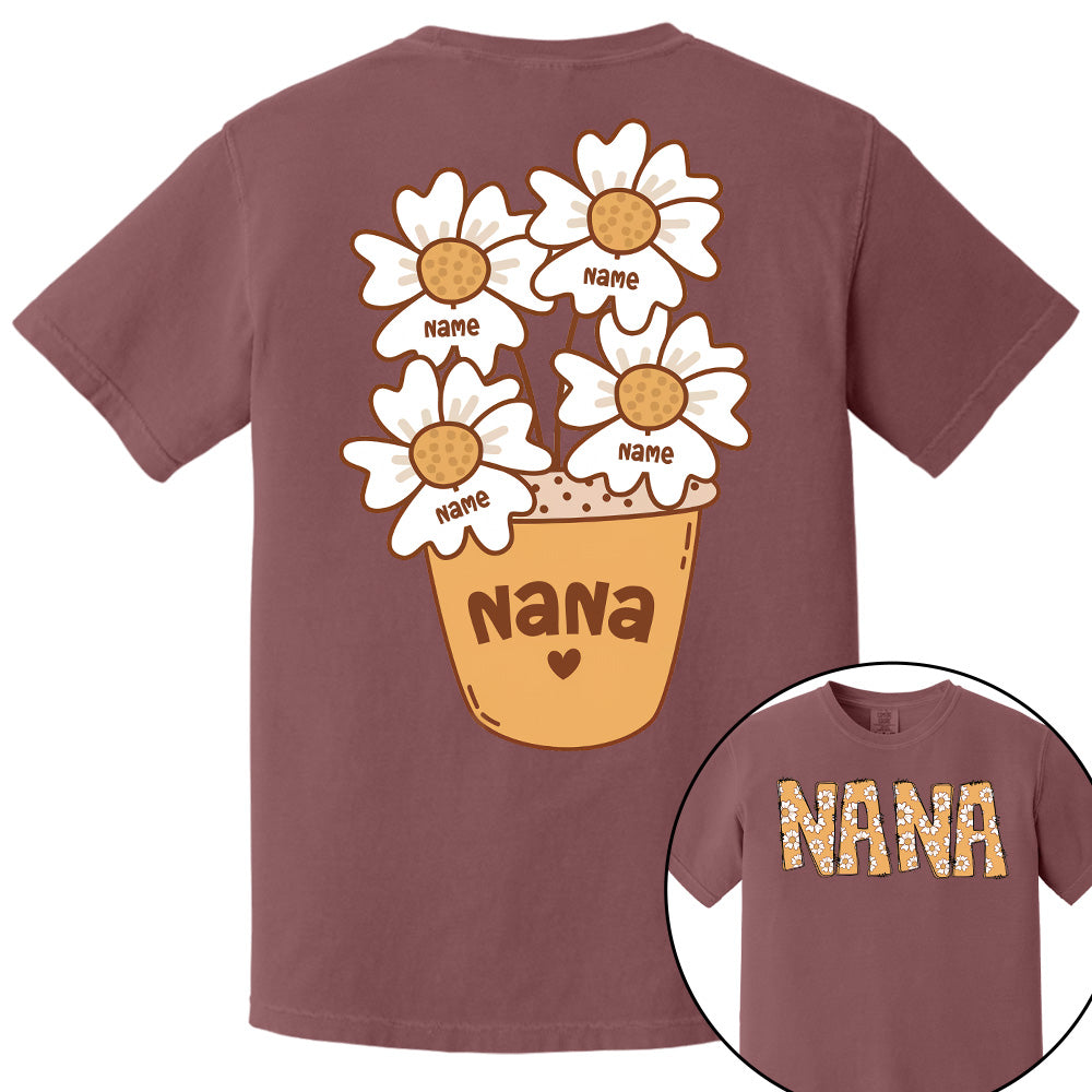 Custom Grandma Shirt With Grandchildren’s Names – Personalized Floral Daisy Tee For Grandma Pt99