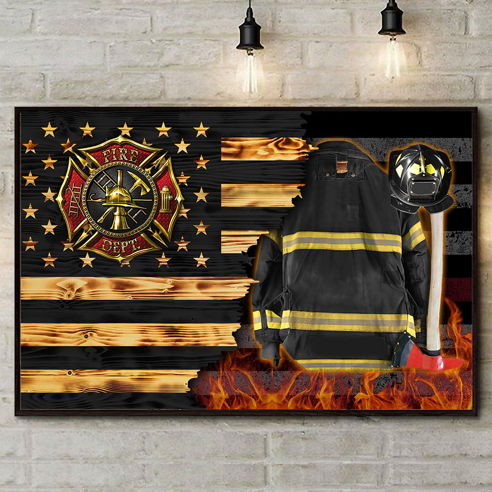 Personalized Firefighter Armor Clothes And Helmet Frame Poster & Canvas Proud Firefighter Canvas K1702 Trhn