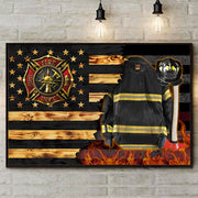 Personalized Firefighter Armor Clothes And Helmet Frame Poster & Canvas Proud Firefighter Canvas K1702 Trhn