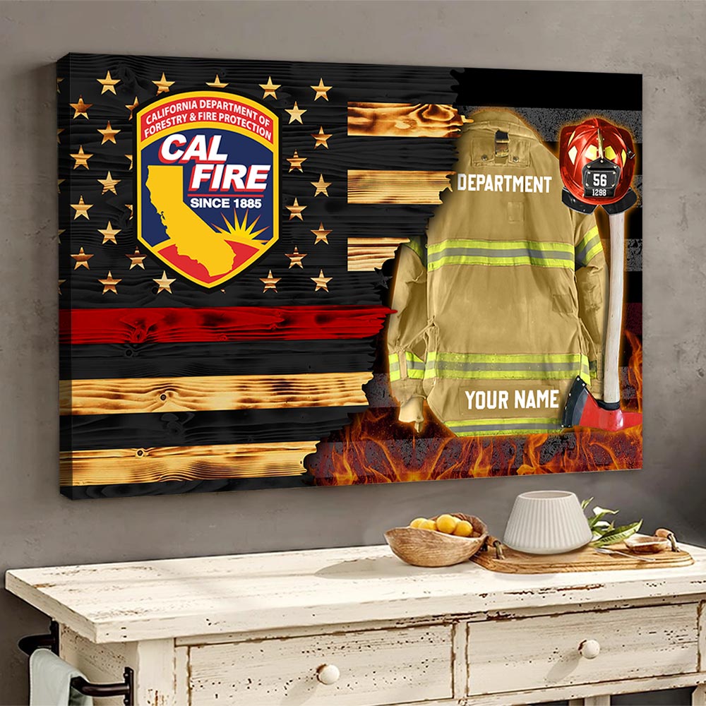 Personalized Firefighter Armor Clothes And Helmet Frame Poster & Canvas Proud Firefighter Canvas K1702 Trhn