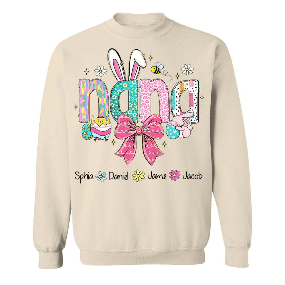 Personalized Easter Grandma Shirt, Custom Gift For Nickname and Kids Names T1807 NV01