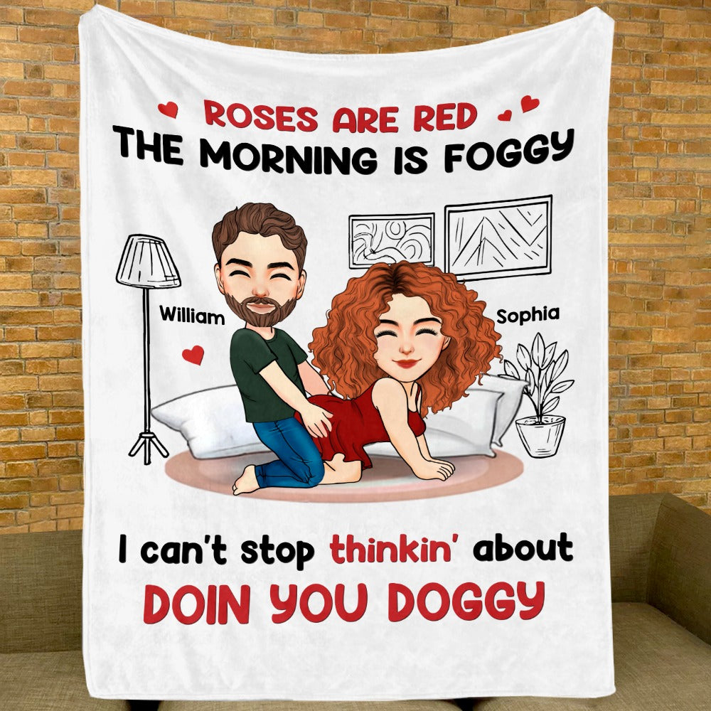 Roses Are Red, The Morning Is Foggy - Couple Personalized Custom Blanket - Christmas Gift For Husband Wife, Anniversary