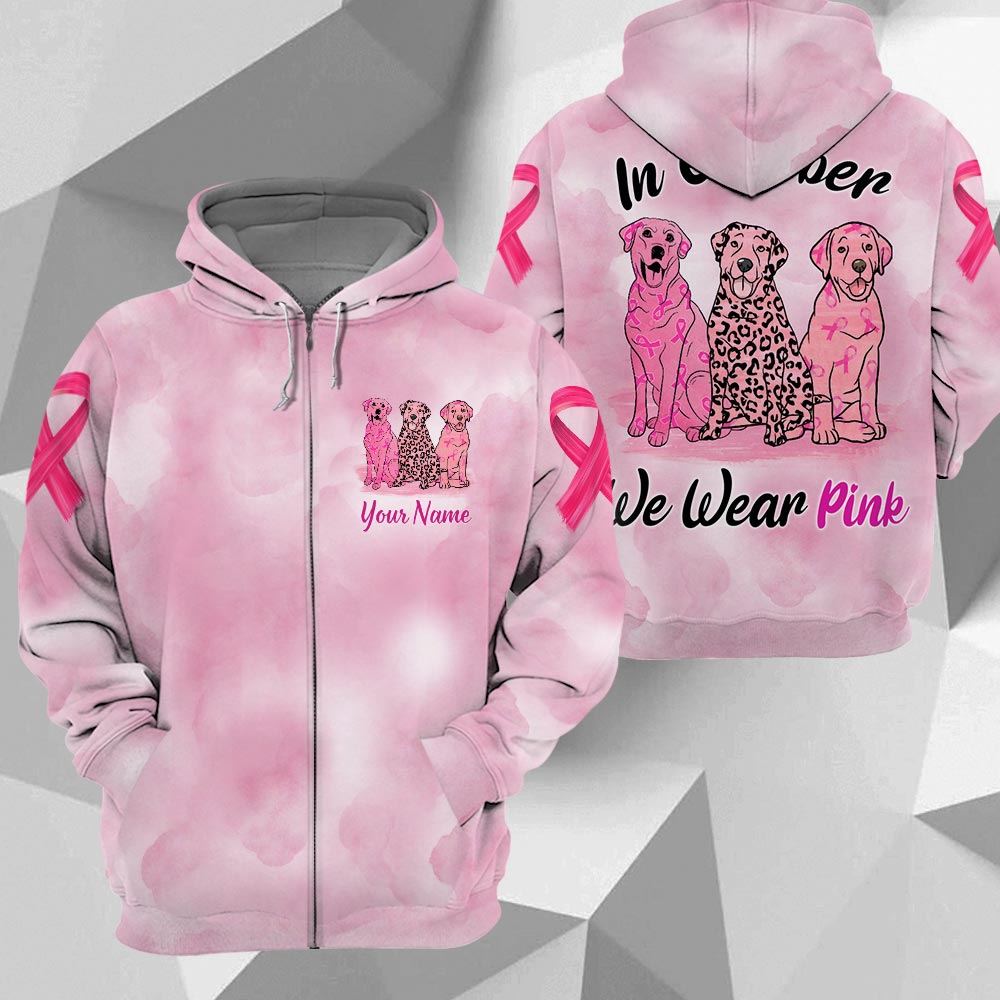 Labrador Retriever Vr2 In October We Wear Pink, Breast Cancer Awareness Personalized All Over Print Shirt
