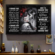 I Choose You, Art Skull Couple Poster & Canvas, Perfect Gift For Couples