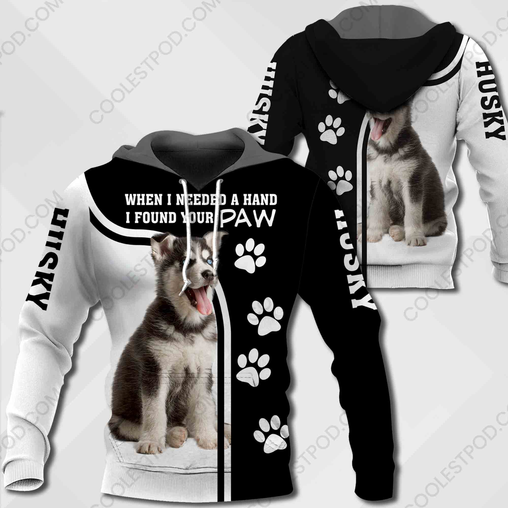 Husky When I Needed A Hand I Found Your Paw All Over Print Shirt