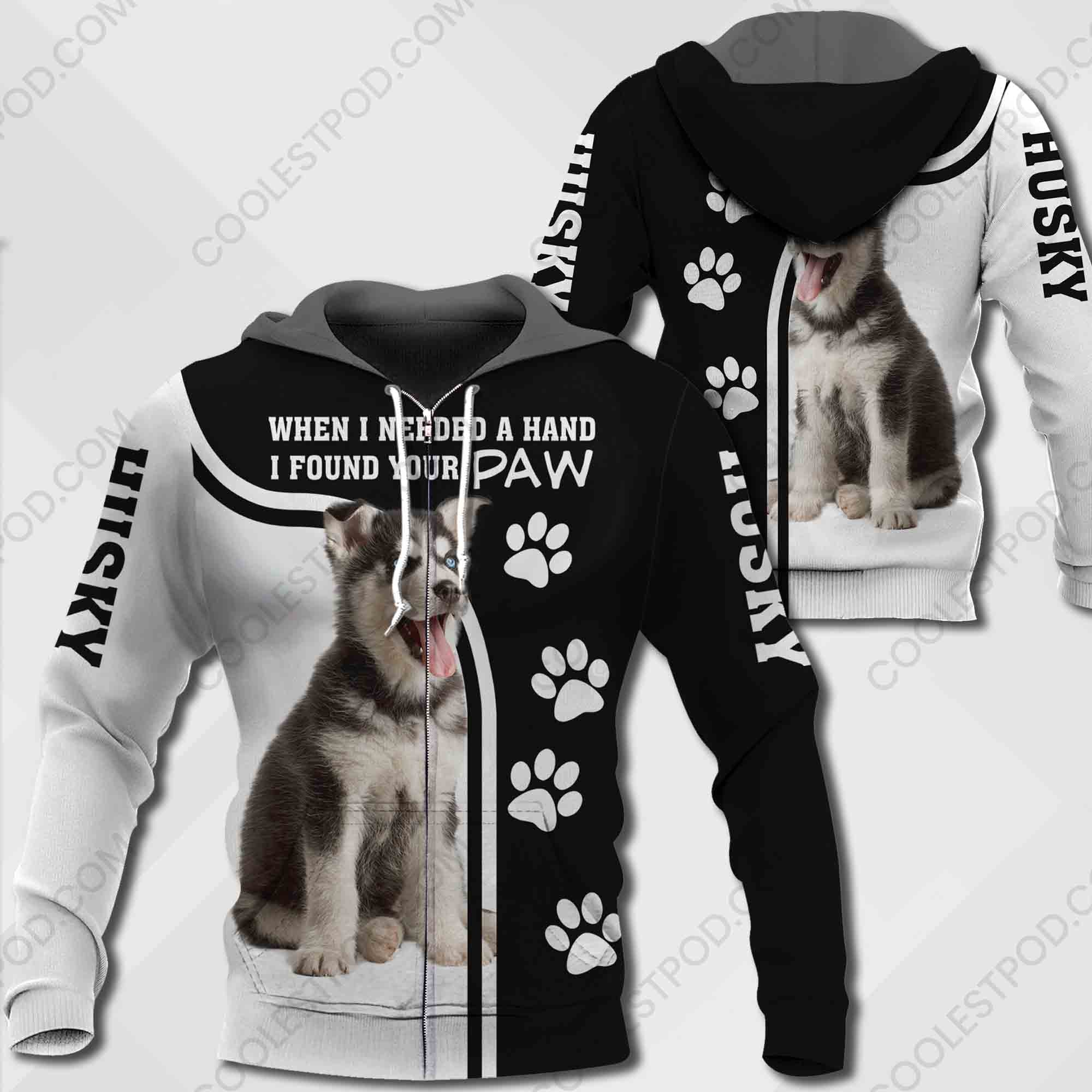 Husky When I Needed A Hand I Found Your Paw All Over Print Shirt
