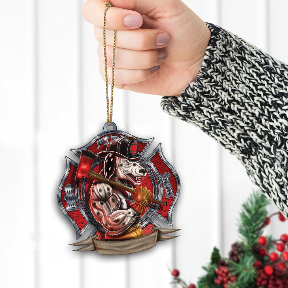 Firefighter Dalmatian Dog Personalized Acrylic Ornament, Made By Acrylic And The 2 Sides Are The Same