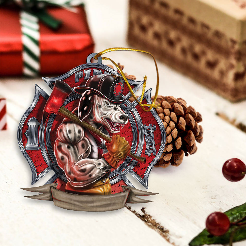 Firefighter Dalmatian Dog Personalized Acrylic Ornament, Made By Acrylic And The 2 Sides Are The Same