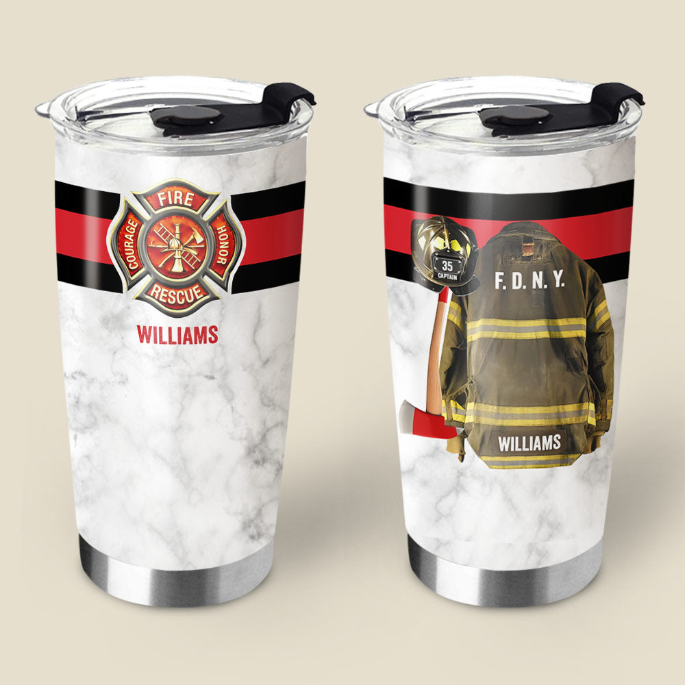 Personalized Firefighter Armor Clothes And Helmet Tumbler For Firefighter