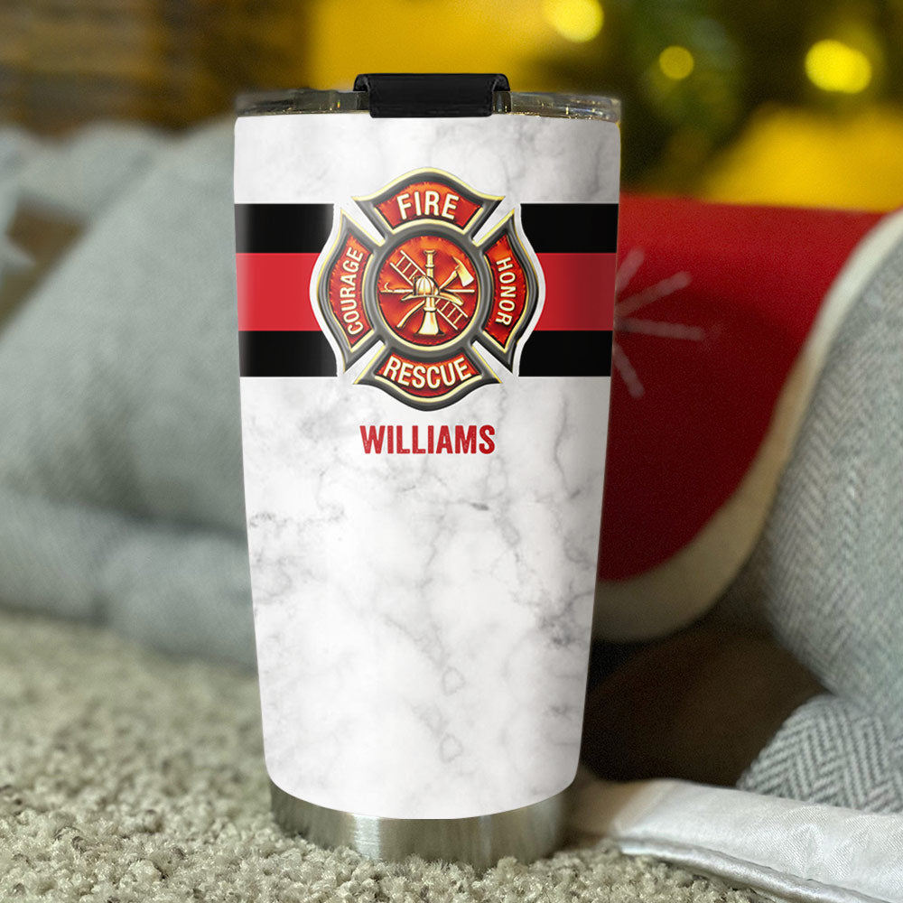 Personalized Firefighter Armor Clothes And Helmet Tumbler For Firefighter