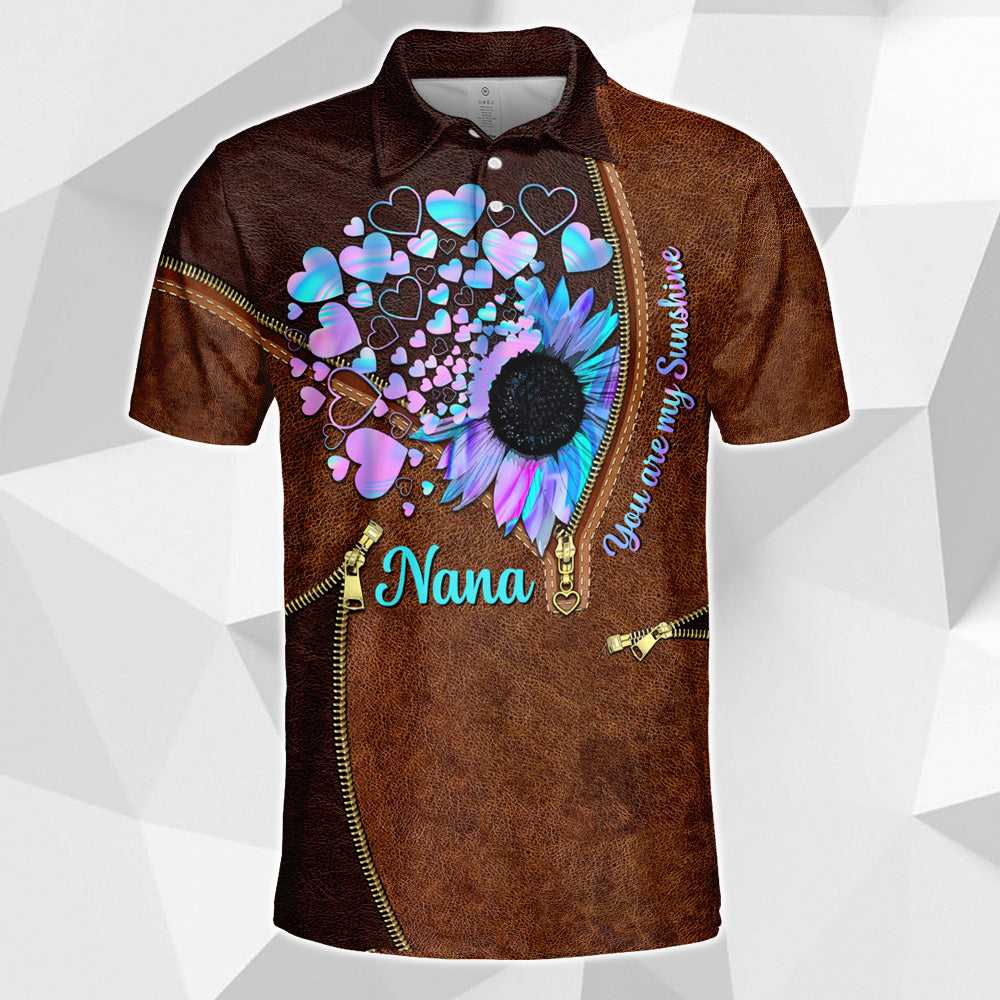Grandkids Are My Hologram Sunshine Sunflower With Hearts Personalized All Over Print Shirt, 3D Shirt For Grandma