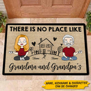 There Is No Place Like Grandma And Grandpa's Lovely House Personalized Doormat For Grandparents