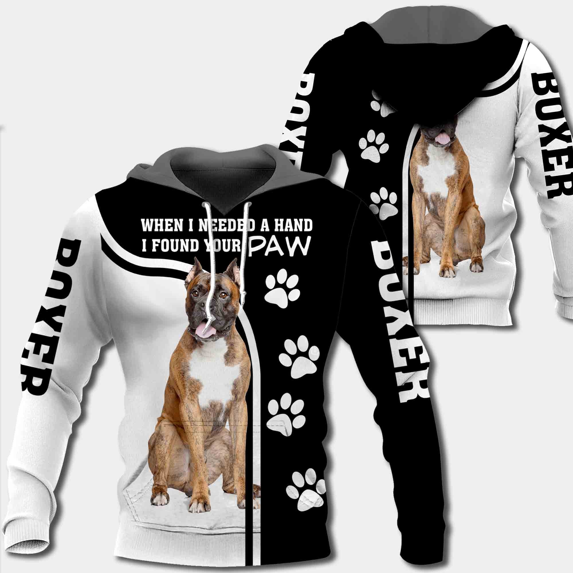 Boxer When I Needed A Hand I Found Your Paw All Over Print Shirt