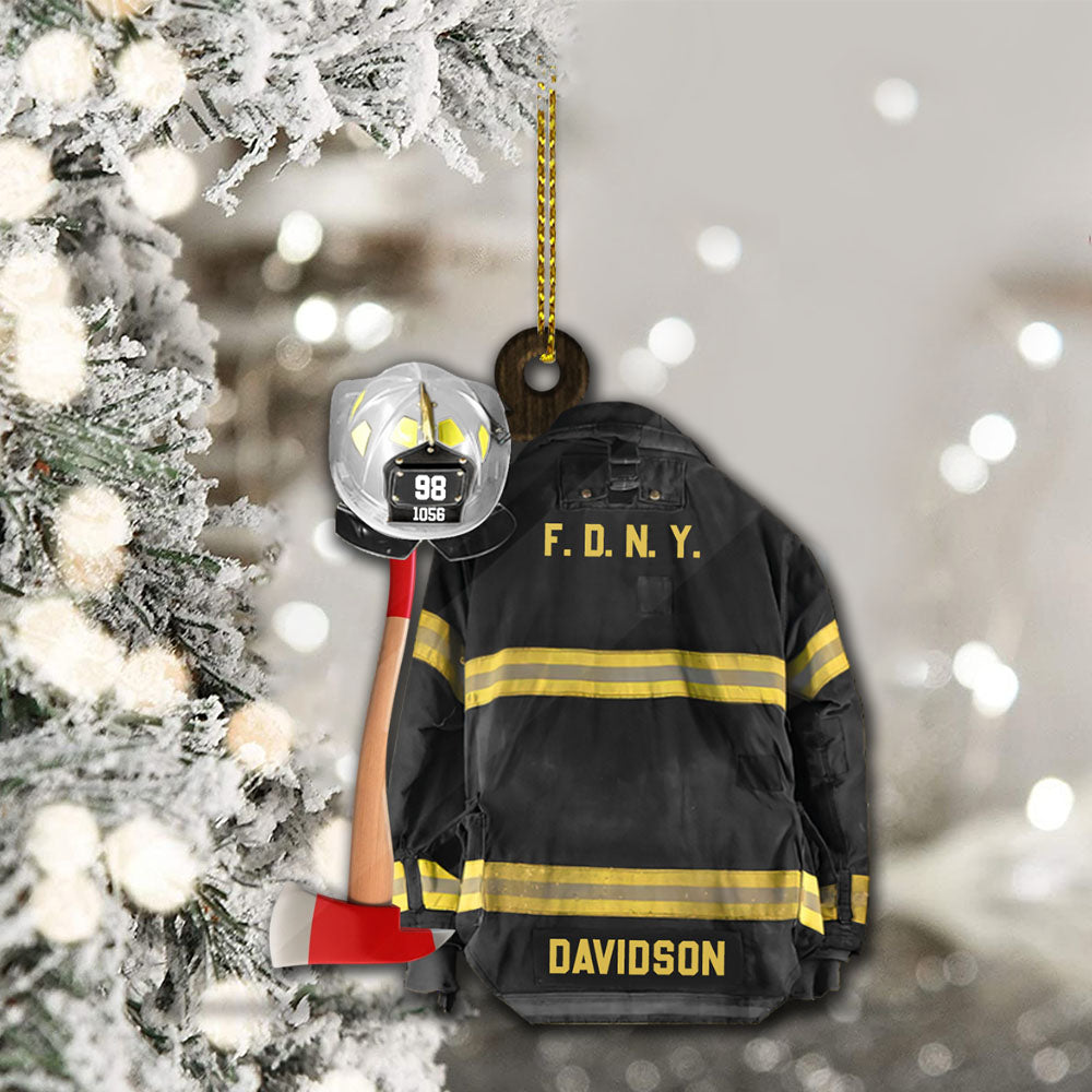 Firefighter Black Armor Custom Shaped Acrylic Ornament Two Sides Print, Made By Acrylic And The 2 Sides Are The Same