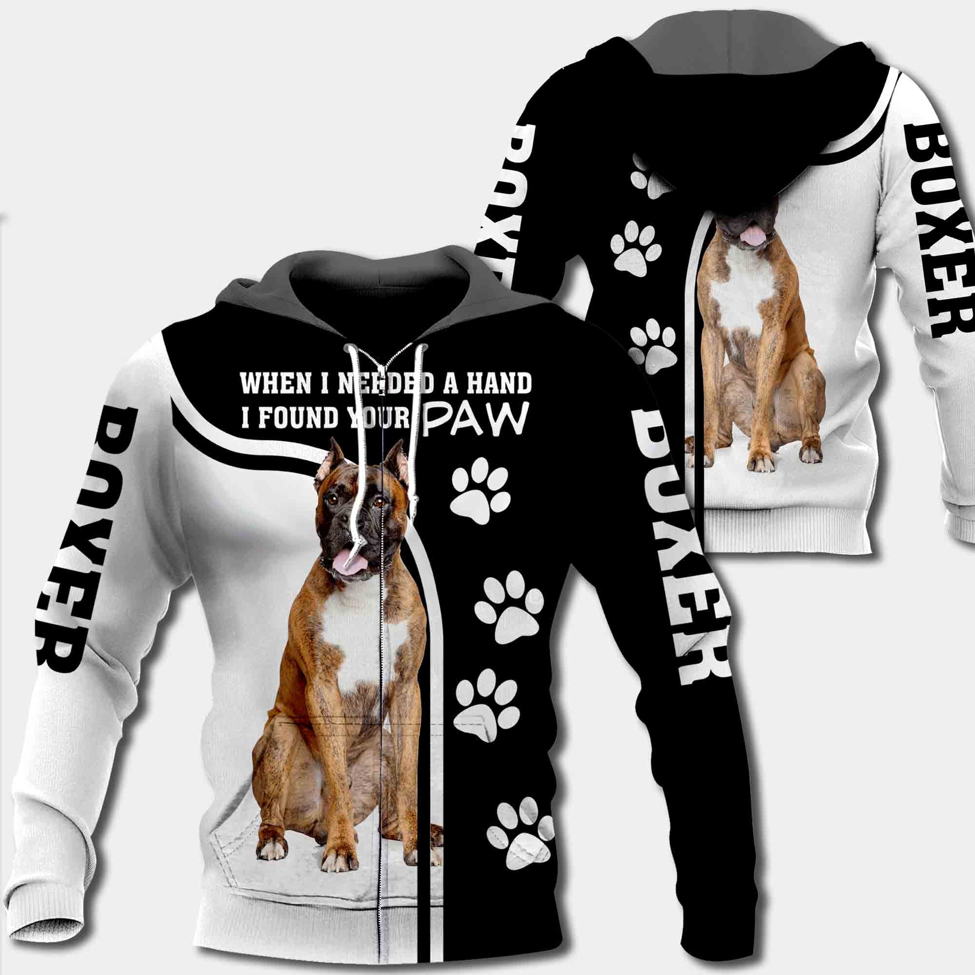 Boxer When I Needed A Hand I Found Your Paw All Over Print Shirt